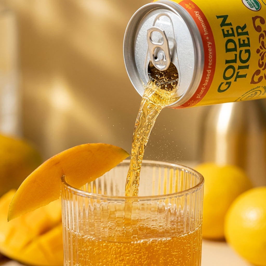 Sparkling golden liquid pour into vintage glass