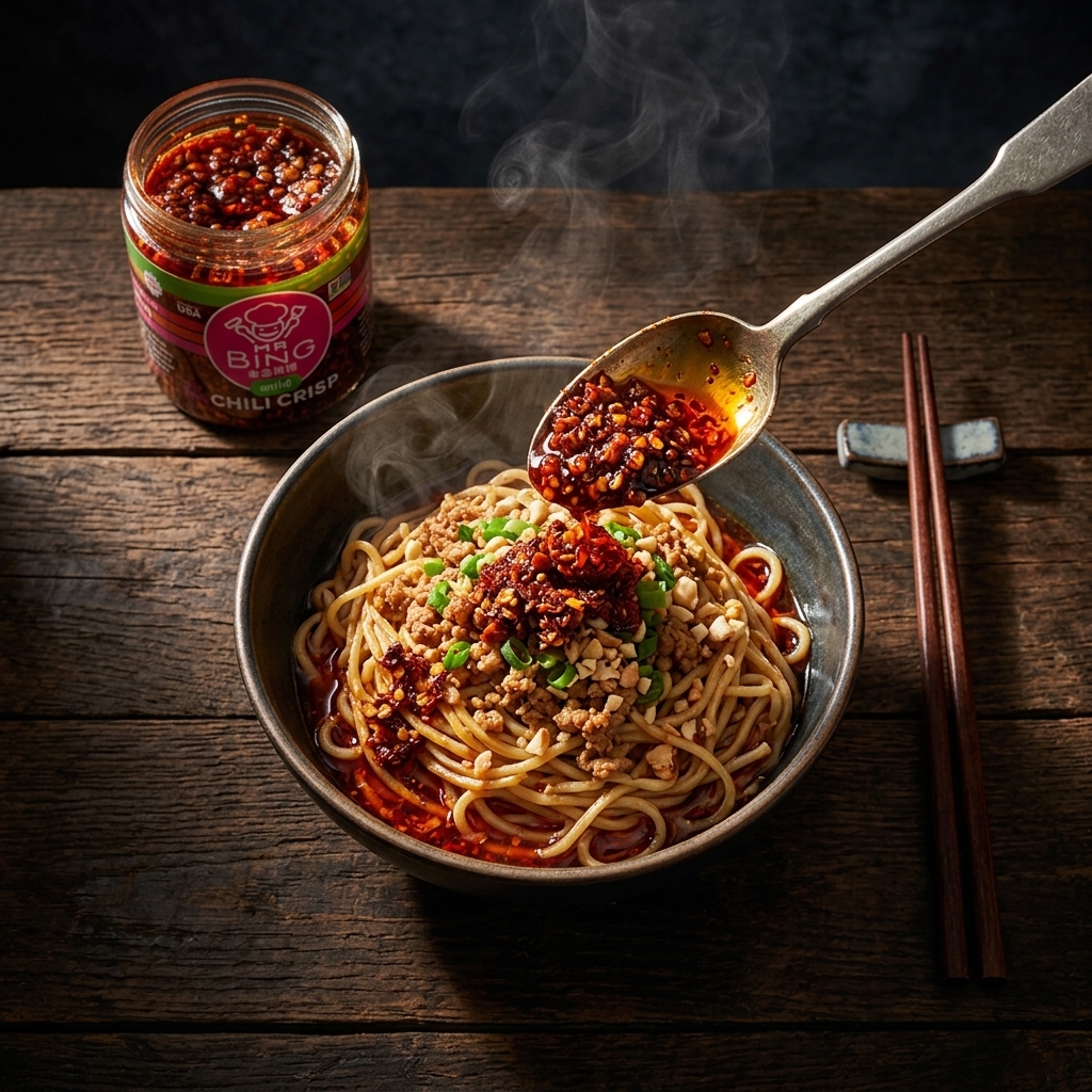 Dan dan noodles with Mr Bing Chili Crisp