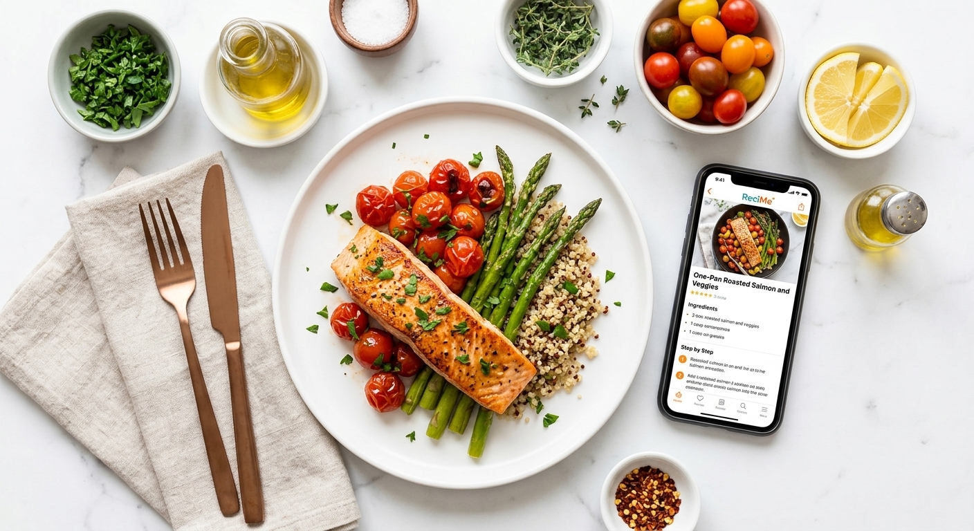 Beautiful meal with ReciMe recipe card