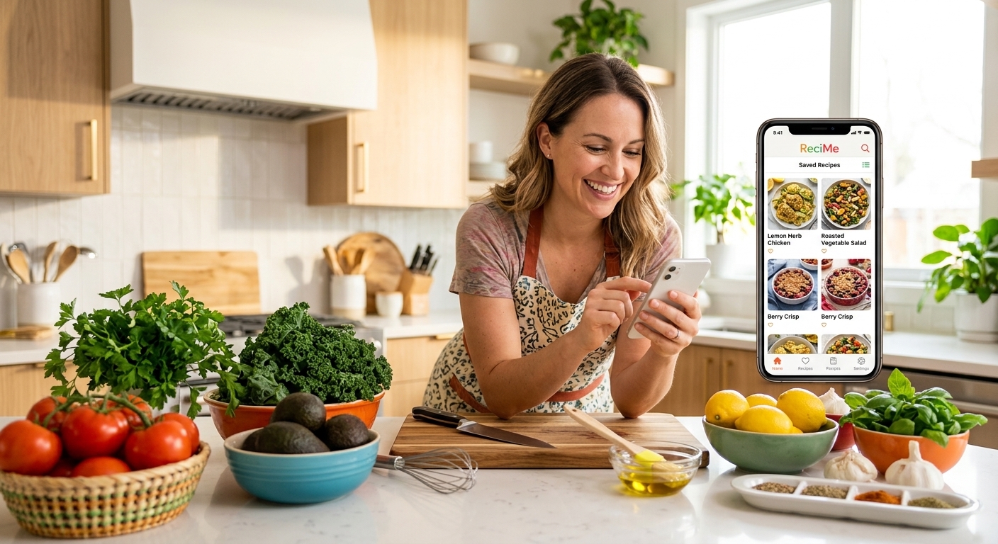 Person cooking with ReciMe app
