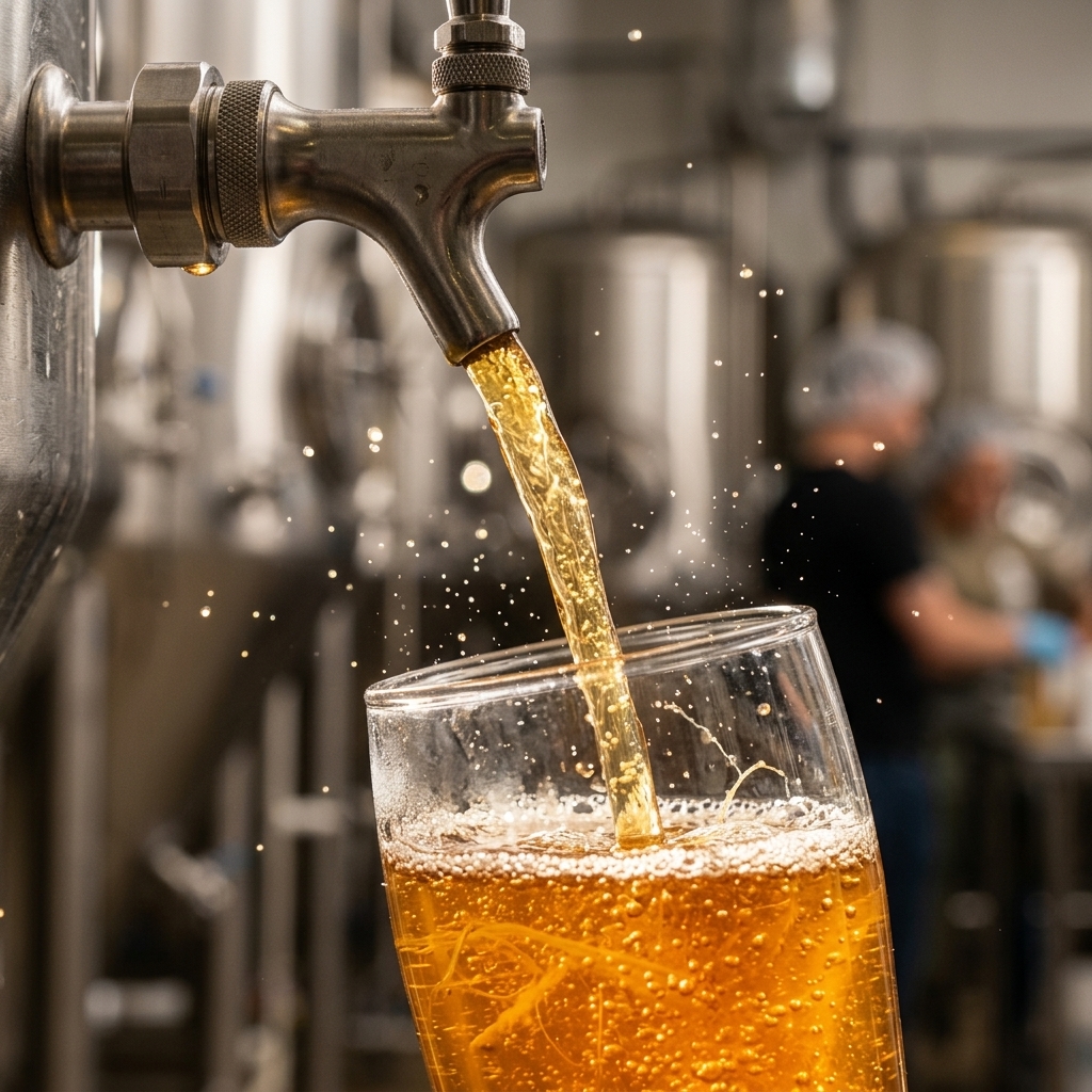 Kombucha pour close-up with natural effervescence