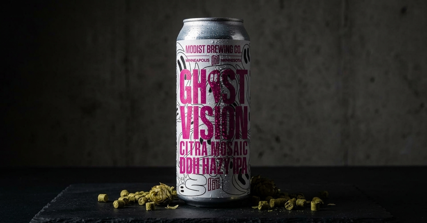 Ghost Vision IPA on matte black surface