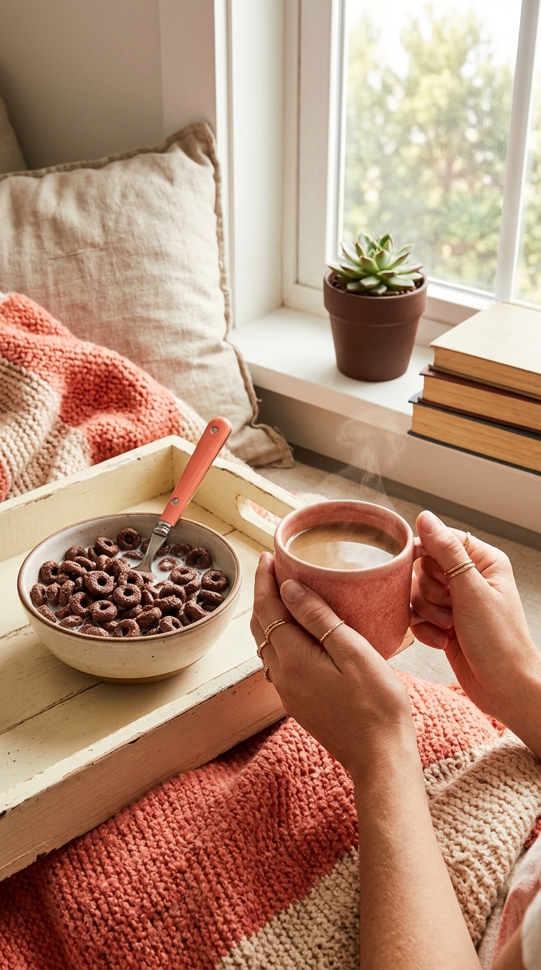 Cozy cocoa cereal morning