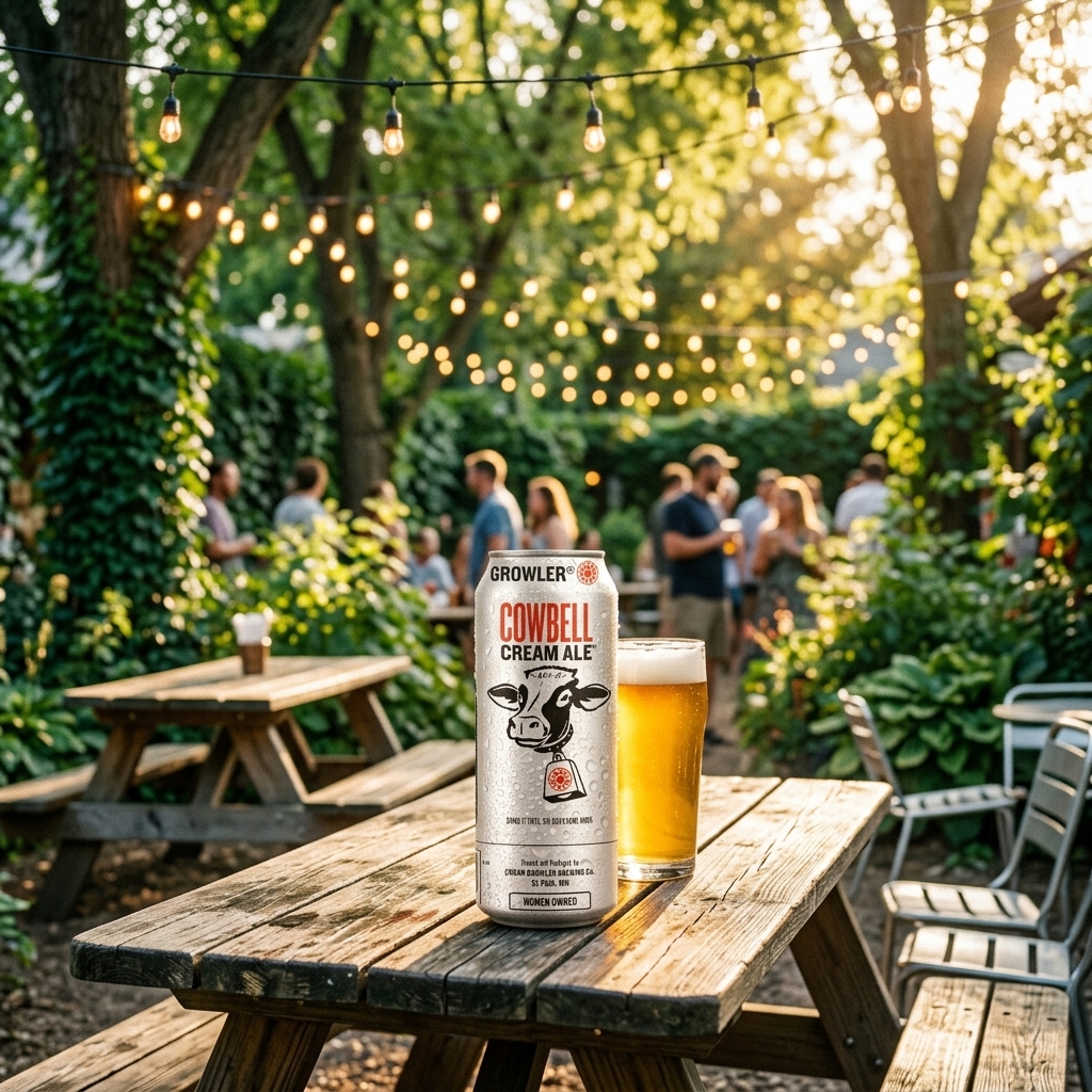 Cowbell Cream Ale in beer garden