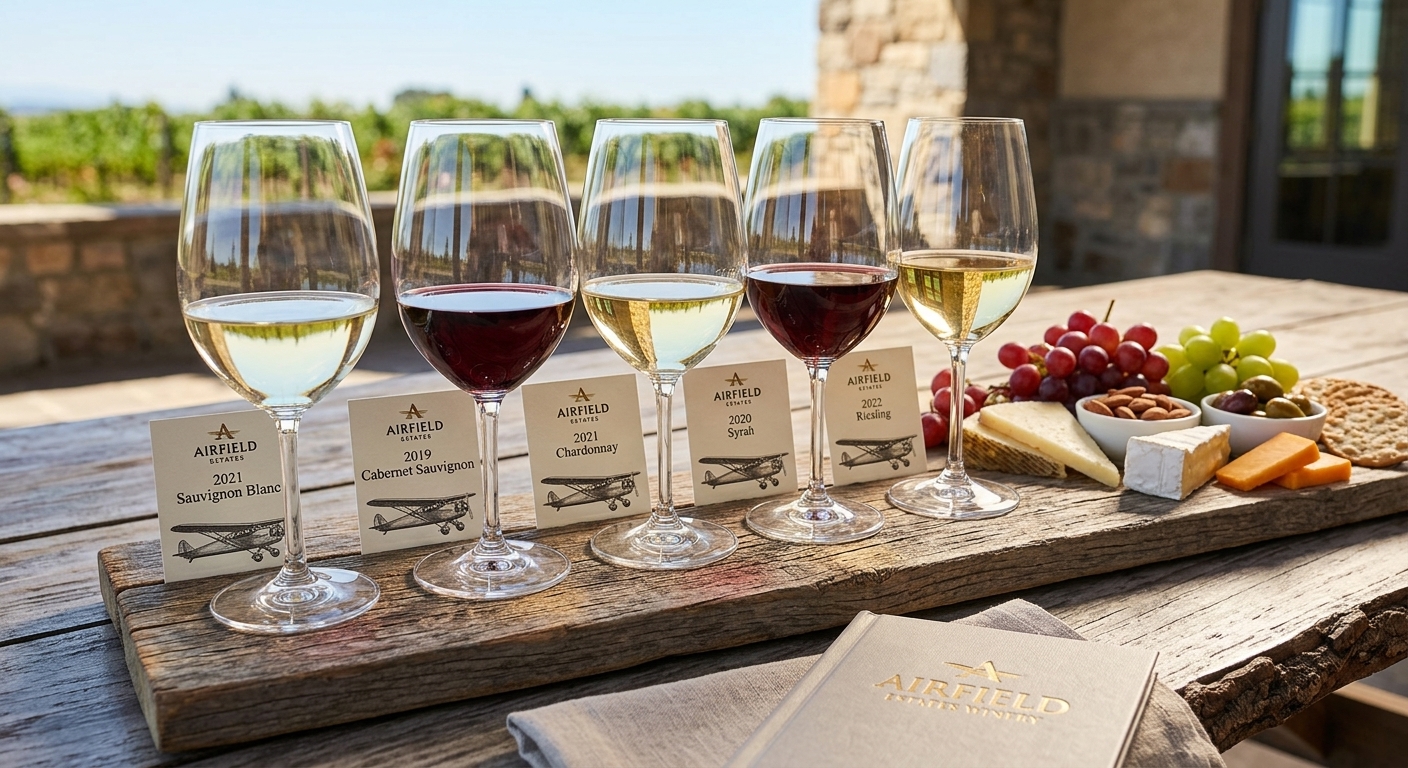 Wine tasting flight overhead