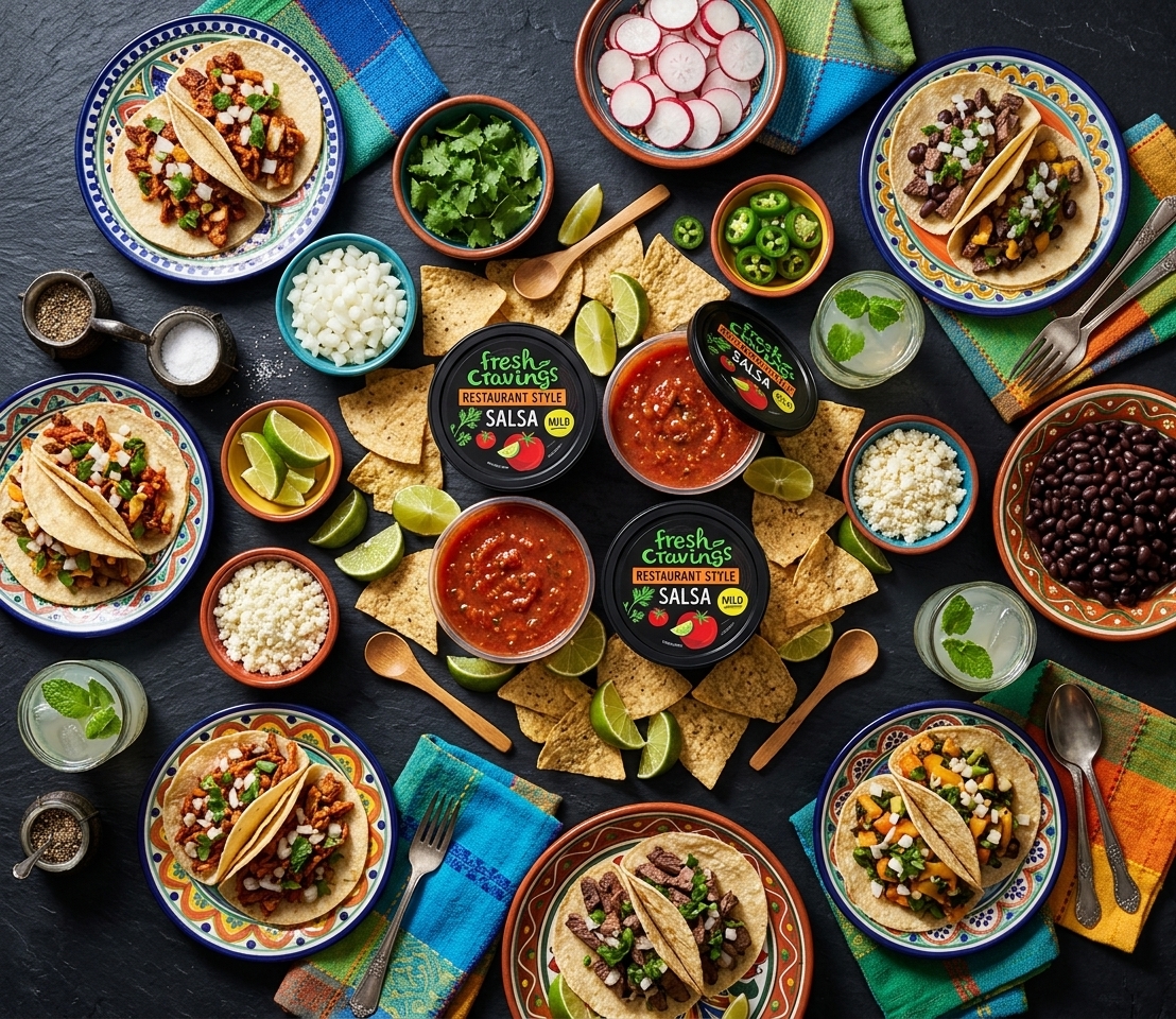 Fresh Cravings taco night flatlay