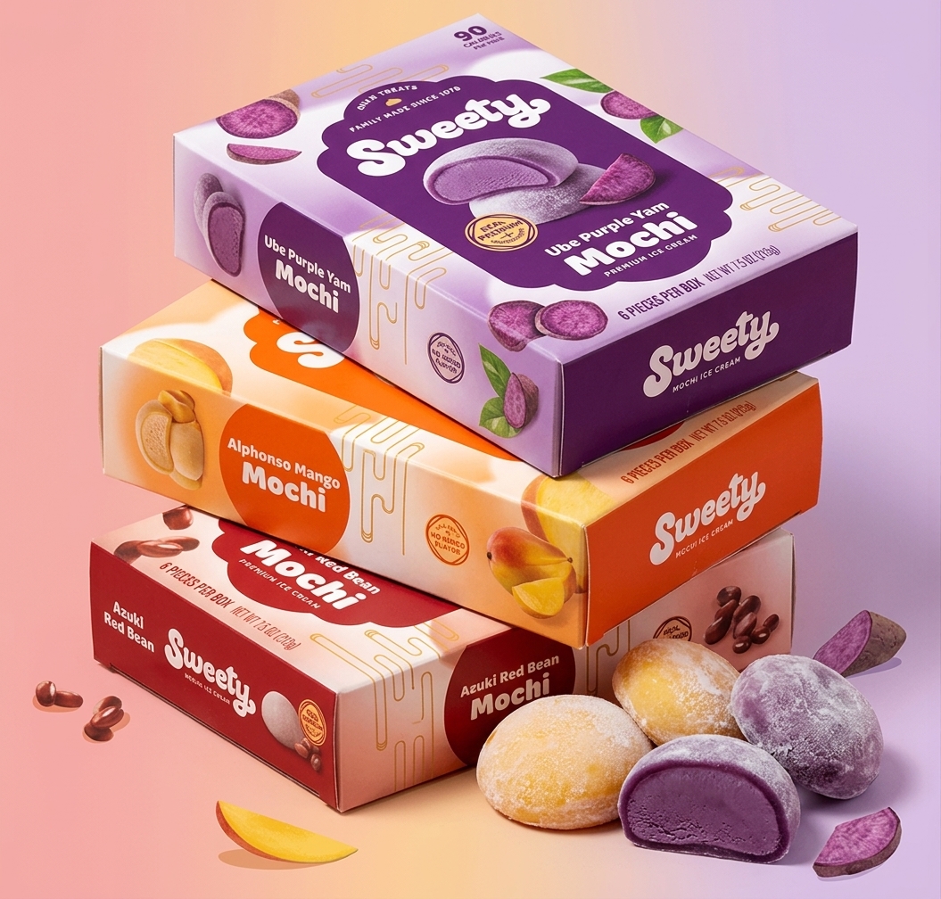 Sweety mochi packaging hero shot