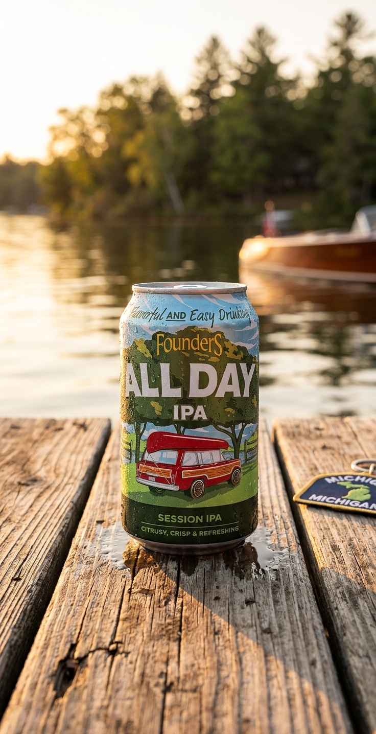 All Day IPA on lakeside dock
