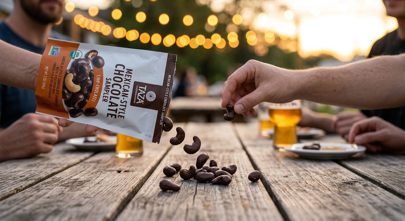 Taza chocolate covered cashews lifestyle