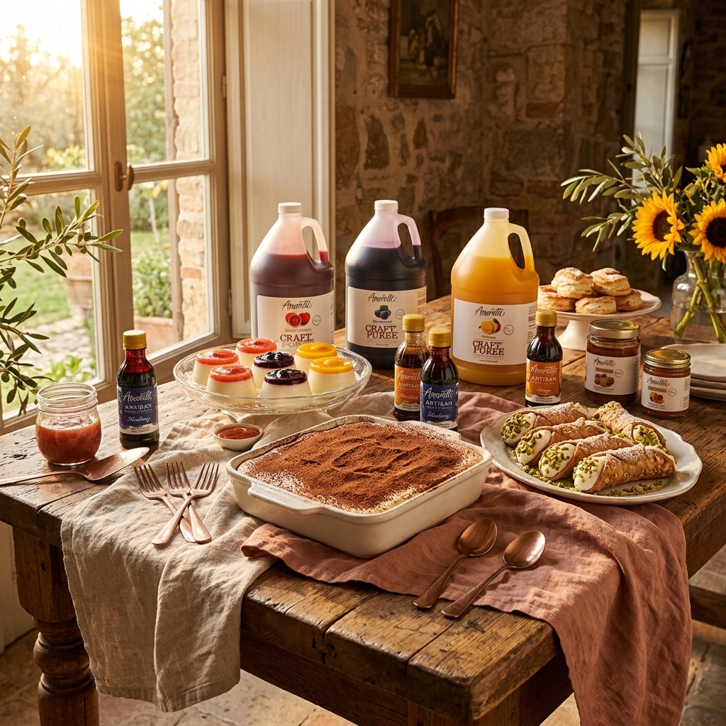 Colorful Amoretti craft purees overhead